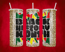 Load image into Gallery viewer, Black History Month Stainless Steel Tumbler with Straw and Lid