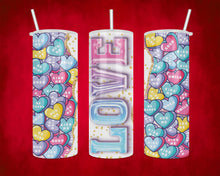 Load image into Gallery viewer, Love Sweethearts Valentine&#39;s Day Stainless Steel Tumbler with Straw and Lid
